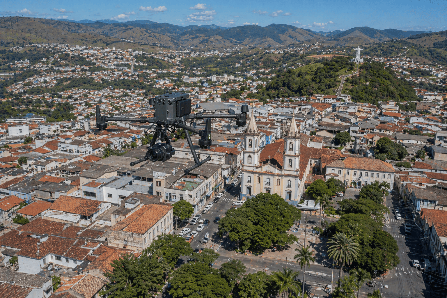 Drone RTK de mapeamento aéreo profissional em operação de campo